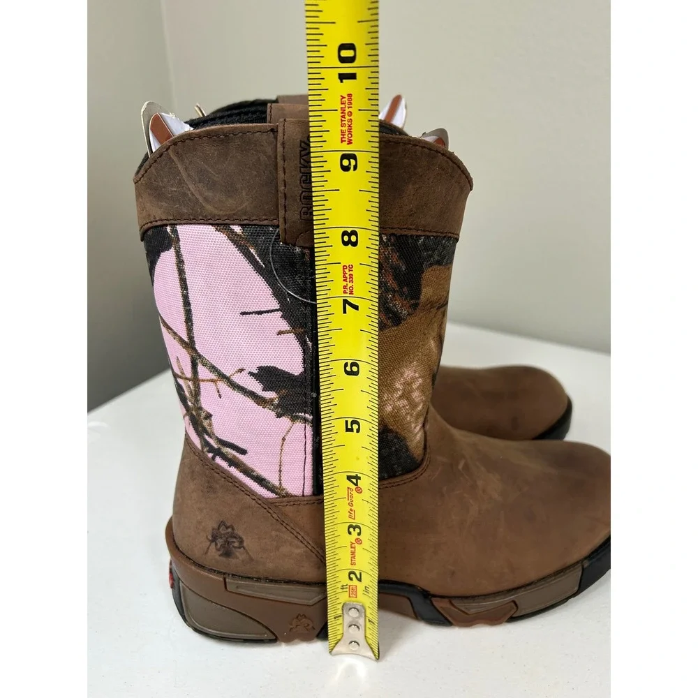 Rocky Hunting Boots Big Kids Girls 5M Women's 6.5 Brown Pink Camo 8 Inch Pull On